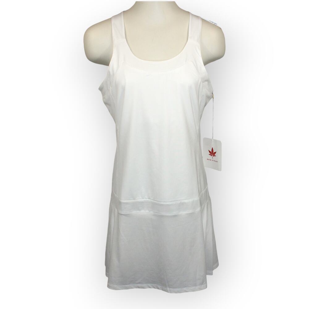 BOAST USA Women Side Pleated Tennis Tank Dress Large White Bra Pickleball